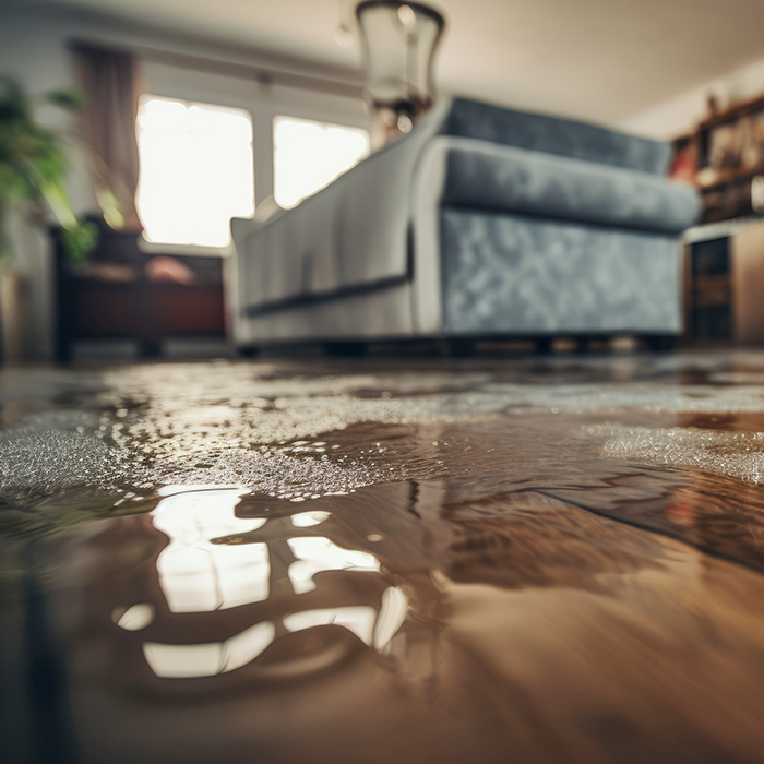 Flooded living room wooden floor